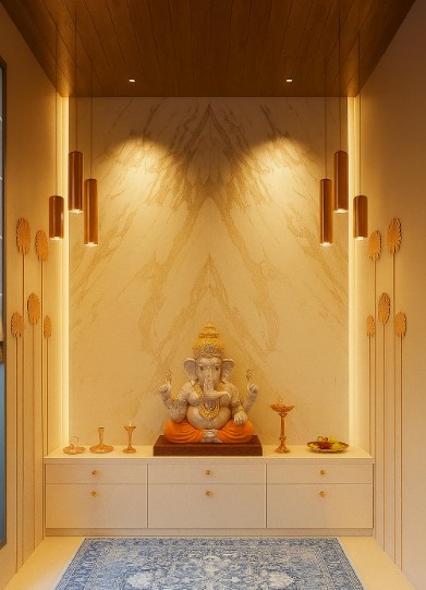 Modern Translucent Onyx Backlit Pooja Unit